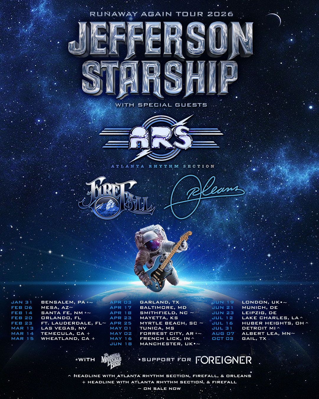 Jefferson Starship Runaway Again Tour Poster 2026